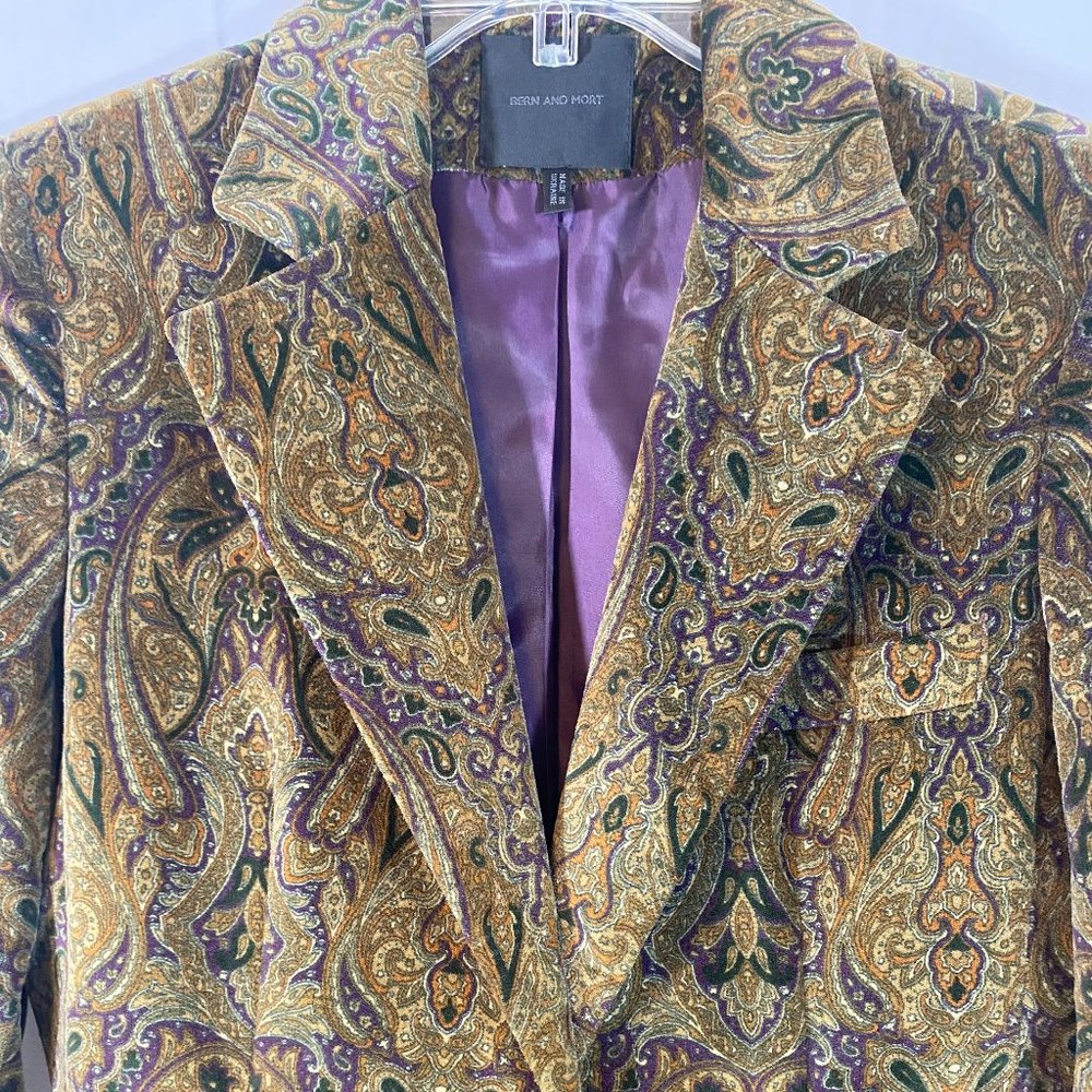 SOLD Bern And Mort Velour Single Breasted Brown Paisley Blazer NWOT - Picture 14 of 14